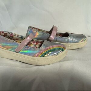 Harper Canyon Silver and Pink Holographic Mary Janes